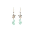 14K Gold Plated New Chinese Style Zircon Flower Glass Teardrop Drop Earrings view 5