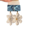 Acrylic Square Flower Stud Earrings With Silver Pins, Elegant Vacation Style Floral Jewelry view 5