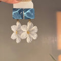 Acrylic Square Flower Stud Earrings With Silver Pins, Elegant Vacation Style Floral Jewelry view 1