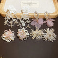 Light Luxury Floral Imitation Pearl Rhinestone Stud Earrings With Silver Posts For Women view 3
