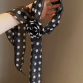 Vintage Polka Dot Fabric Flower Scarf Sweater Necklace, Old Money Elegant Light Luxury Pendant view 3