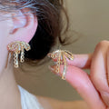 18K Gold Plated Copper Zircon Bow Clip-on Earrings, French Vintage No-Piercing Jewelry view 1