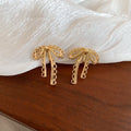 18K Gold Plated Copper Zircon Bow Clip-on Earrings, French Vintage No-Piercing Jewelry view 4