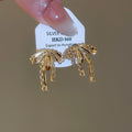 18K Gold Plated Copper Zircon Bow Clip-on Earrings, French Vintage No-Piercing Jewelry view 2