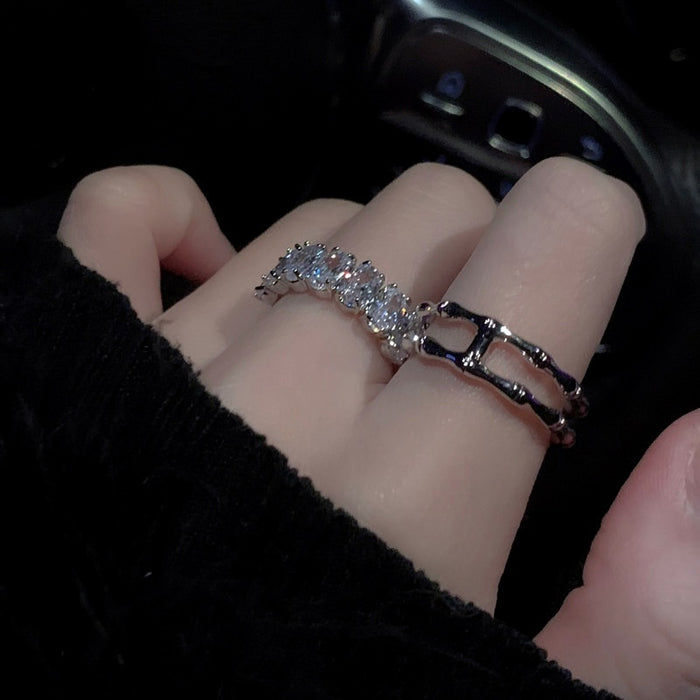 Zircon Double Layer Open Ring For Women