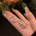 Zircon Double Layer Open Ring For Women – Silver view 3