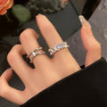 Zircon Double Layer Open Ring For Women – Silver view 1