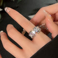 Zircon Double Layer Open Ring For Women – Silver view 4