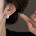 Copper Zircon Geometric Round Earrings Korean Minimalist Light Luxury Fashion Ear Cuffs view 4