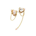 French Light Luxury Copper Heart Rhinestone Tassel Drop Earrings With Silver Posts view 5