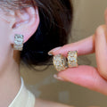 18K Gold Plated Copper Zircon Chain Round Clip-on Earrings For Women Minimalist Geometric Hoop Jewelry view 2