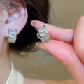18K Gold Plated Copper Zircon Chain Round Clip-on Earrings For Women Minimalist Geometric Hoop Jewelry view 4
