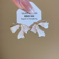 18K Gold Plated Silver Needle Zircon Crystal Bow Stud Earrings Elegant Light Luxury Style view 2