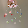 Fresh Floral Butterfly Crystal Tassel Drop Earrings With Silver Posts For Women view 2