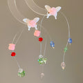 Fresh Floral Butterfly Crystal Tassel Drop Earrings With Silver Posts For Women view 4