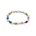 Korean Light Luxury Copper Zircon Teardrop Flower Bangle, Elegant Fashion Bracelet view 5