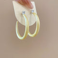 Fresh Sweet Copper Zircon Geometric Enamel C-Shaped Stud Drop Earrings For Women view 3
