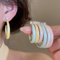 Fresh Sweet Copper Zircon Geometric Enamel C-Shaped Stud Drop Earrings For Women view 2