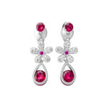 French Luxury Copper Zircon Flower Teardrop Clip-on Earrings for Non Pierced Ears view 5