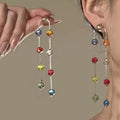 Light Luxury Round Geometric Faux Crystal Tassel Drop Earrings For Beach Vacation Women view 1