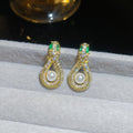14K Gold Plated Copper Snake Pearl Zircon Stud Earrings Vintage Light Luxury Style view 4