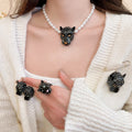 Alloy Lion Head Jewelry Set With Necklace Ring Earrings Brooch Fashion OL Statement Design view 2