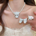 Alloy Lion Head Jewelry Set With Necklace Ring Earrings Brooch Fashion OL Statement Design view 4