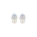 Light Luxury Geometric Round Faux Pearl Zircon Silver Needle Drop Earrings For Women view 5