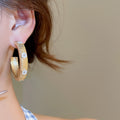 Alloy Rhinestone Enamel Flower C-Shaped Stud Earrings For Women Vintage Light Luxury Style view 3