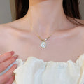 Old Money Style Copper Oval Mother Of Pearl Letter H Pendant Necklace For Women view 3