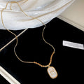 Old Money Style Copper Oval Mother Of Pearl Letter H Pendant Necklace For Women view 4