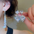 French Court Style Copper Zircon Heart Geometric Stud Earrings, Sparkling Luxe Fashion Jewelry view 2