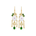 New Chinese Style Copper Rhinestone Geometric Flower Tassel Drop Earrings For Women view 5
