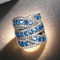 Exaggerated Cross Band Ring For Women, Palace Style Transparent Fashion Jewelry view 3