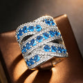 Exaggerated Cross Band Ring For Women, Palace Style Transparent Fashion Jewelry view 2