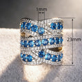 Exaggerated Cross Band Ring For Women, Palace Style Transparent Fashion Jewelry view 4