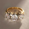 Light Luxury Six Prong Two Tone Round Cubic Zirconia Row Ring For Women Fashion Jewelry view 2