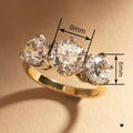 Light Luxury Six Prong Two Tone Round Cubic Zirconia Row Ring For Women Fashion Jewelry view 4
