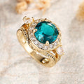 Old Money Crown Faux Green Jade Ring For Women, Luxury Noble Lady Middle Eastern Style Jewelry view 3