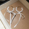 French Vintage Bow Faux Pearl Hoop Earrings For Women Elegant Geometric Light Luxury Jewelry view 2