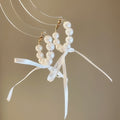 French Vintage Bow Faux Pearl Hoop Earrings For Women Elegant Geometric Light Luxury Jewelry view 4