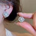18K Gold Plated Zircon Iris Flower Diamond Faux Pearl French Vintage Clip-on Earrings view 4