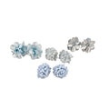 Elegant Faux Pearl Blue Flower Silver Needle Stud Earrings Jewelry Set for Office Lady view 5