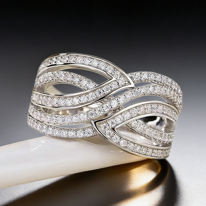 S Wave Shaped Light Luxury Ring For Women, Korean Style Elegant Minimal Statement Jewelry