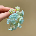 Mint Green Artificial Crystal Flower Tassel Drop Earrings With Silver Posts, Beach Vacation Style view 3