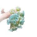 Mint Green Artificial Crystal Flower Tassel Drop Earrings With Silver Posts, Beach Vacation Style view 5