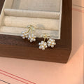 Light Luxury Faux Pearl Zircon Cherry Stud Earrings For Women Cute Minimalist Silver Pin Jewelry view 4