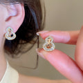 18K Gold Plated Copper Zircon Gourd Clip-on Earrings New Chinese Retro Light Luxury Jewelry view 3