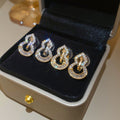 18K Gold Plated Copper Zircon Gourd Clip-on Earrings New Chinese Retro Light Luxury Jewelry view 4