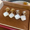 18K Gold Plated Copper Zircon Mother of Pearl Diamond Clip-on Earrings Elegant No Piercing Jewelry view 3